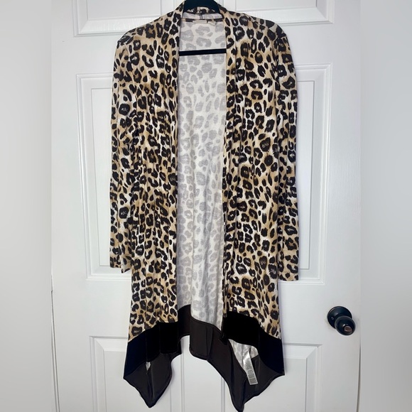 Chico's Sweaters - ZENERGY BY CHICO'S Rayon Blend Cheetah Print Long Sleeve Open Sweater Cardigan